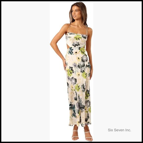 Dresses & Skirts - Maxi Dress with Halter Neckline and Side Cut Out Detail